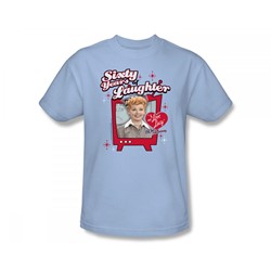 I Love Lucy - 60 Years Of Laughter Slim Fit Adult T-Shirt In Light Blue