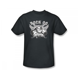 Popeye - Rock On Slim Fit Adult T-Shirt In Charcoal