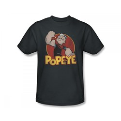 Popeye - Retro Ring Slim Fit Adult T-Shirt In Charcoal