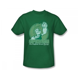 Popeye - Green Energy Slim Fit Adult T-Shirt In Kelly Green