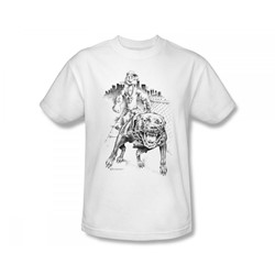 Popeye - Walking The Dog Slim Fit Adult T-Shirt In White