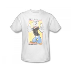 Popeye - Say Yes To Spinach Slim Fit Adult T-Shirt In White
