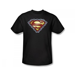 Superman - Chained Shield Slim Fit Adult T-Shirt In Black