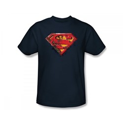 Superman - Rusted Shield Slim Fit Adult T-Shirt In Navy