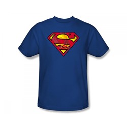 Superman - Action S Shield Slim Fit Adult T-Shirt In Royal