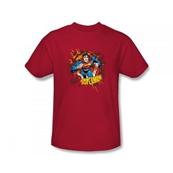 Superman - Sorry About The Wall Slim Fit Adult T-Shirt In Red