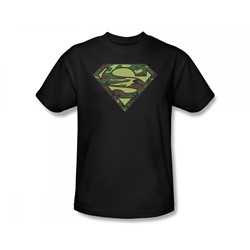Superman - Camo Logo Slim Fit Adult T-Shirt In Black