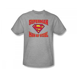 Superman - Man Of Steel Jersey Adult T-Shirt In Heather