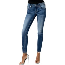 Miss Me - Womens Victory Leaf Mid-Rise Skinny Jeans