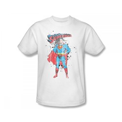 Superman - Vintage Ink Splatter Slim Fit Adult T-Shirt In White