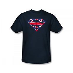 Superman - Great Britain Shield Slim Fit Adult T-Shirt In Navy