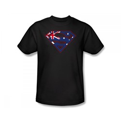 Superman - Australian Shield Slim Fit Adult T-Shirt In Black