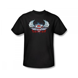 Superman - Chrome Wings Shield Slim Fit Adult T-Shirt In Black
