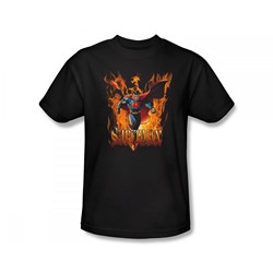 Superman - Through The Fire Slim Fit Adult T-Shirt In Black