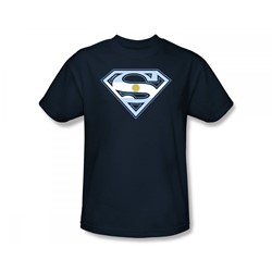 Superman - Argentinian Shield Slim Fit Adult T-Shirt In Navy
