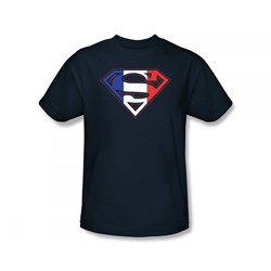 Superman - French Shield Slim Fit Adult T-Shirt In Navy