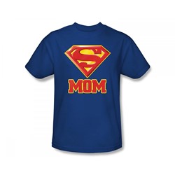 Superman - Super Mom Slim Fit Adult T-Shirt In Royal