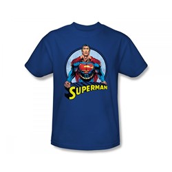 Superman - Flying High Again Slim Fit Adult T-Shirt In Royal