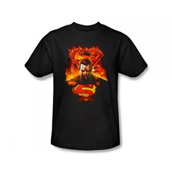 Superman - Man On Fire Slim Fit Adult T-Shirt In Black