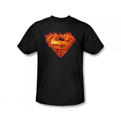 Superman - Hot Metal Shield Slim Fit Adult T-Shirt In Black