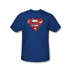 Superman - Ripped And Shredded Slim Fit Adult T-Shirt In Royal