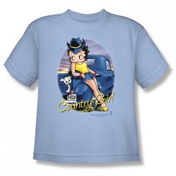 Betty Boop - Country Girl Big Boys T-Shirt In Light Blue