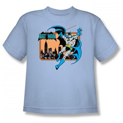 Batman In The City Big Boys S/S T-shirt in Light Blue by DC Comics