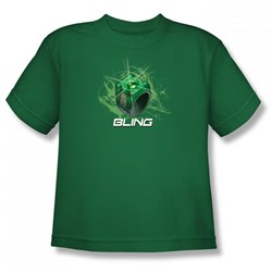 Green Lantern - Ring Bling Big Boys T-Shirt In Kelly Green