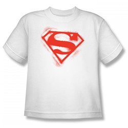 Superman - Spray Paint Shield Big Boys T-Shirt In White