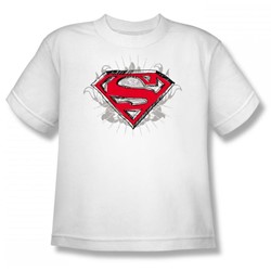 Superman - Hastily Drawn Shield Big Boys T-Shirt In White