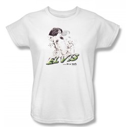 Elvis - Elvis Is A Verb Womens T-Shirt In White