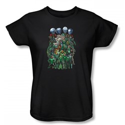 Green Lantern - Corps Croup Shot Womens T-Shirt In Black