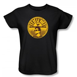 Sun Records - Roy Full Sun Label Womens T-Shirt In Black