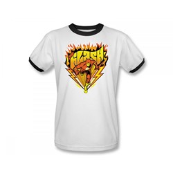 The Flash Blazing Speed Adult Ringer S/S T-shirt in White/Black by DC Comics