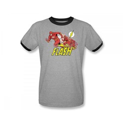 The Flash Crimson Comet Adult Ringer S/S T-shirt in Heather/Black by DC Comics