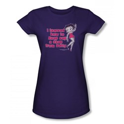 Betty Boop - I Learned From Betty Juniors T-Shirt In Purple