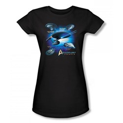 Star Trek - St / Starfleet Vessels Juniors T-Shirt In Black