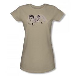 Elvis - American Trilogy Juniors T-Shirt In Sand