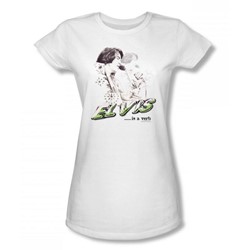 Elvis - Elvis Is A Verb Juniors T-Shirt In White