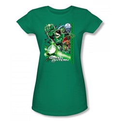 Green Lantern - Fully Charged Juniors T-Shirt In Kelly Green