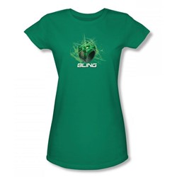 Green Lantern - Ring Bling Juniors T-Shirt In Kelly Green