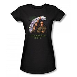 Stargate: Sg 1 - Sg-1 Cast Stack Juniors T-Shirt In Black