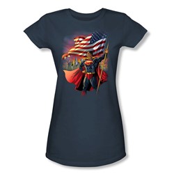 Superman - American Hero Juniors T-Shirt In Slate