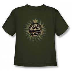 Sun Records - Rock Heraldry Little Boys T-Shirt In Military Green