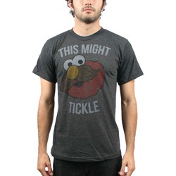 Sesame Street - Mens Elmo Might Tickle T-Shirt in Heather Charcoal