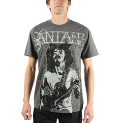 Santana - Vintage Peace Premium Prints Mens T-Shirt In Charcoal