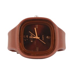 Sweet Silicon Band Round Square Watch in Brown