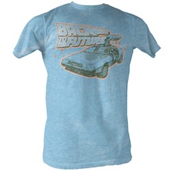 Back To The Future - Mens Blue And Orange T-Shirt In Light Blue Heather