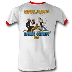 Popeye - Mens Eating Contest T-Shirt In Red Ringer