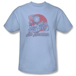 Betty Boop - Mens All American Biker T-Shirt In Light Blue